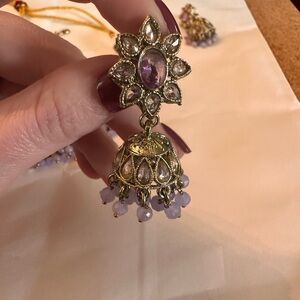 Elegant Purple and Gold Dangle Earrings